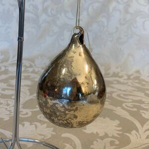 Elegant Silver Teardrop Holiday Ornament Rare Vintage